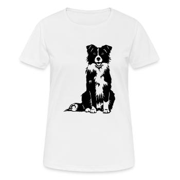 Border Collie - T-shirt respirant Femme - blanc - Devant - AI Model Female 172 dark (172cm)