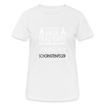 Bereits vergeben - Schornsteinfeger - Frauen T-Shirt atmungsaktiv - Weiß - Vorne - AI Model Female 172 dark (172cm)