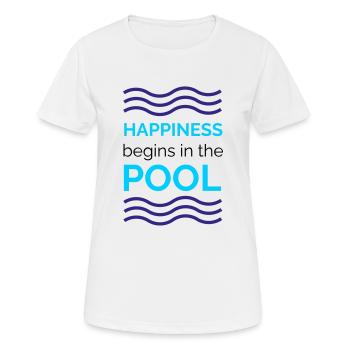 HAPPINESS begins in the POOL - Frauen T-Shirt atmungsaktiv - Weiß - Vorne - AI Model Female 172 dark (172cm)
