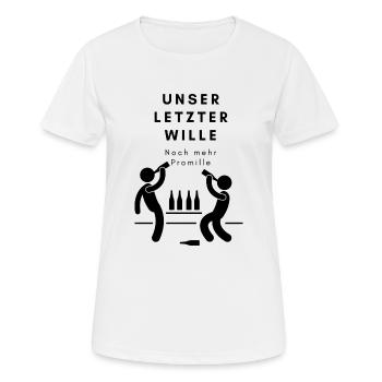 Malle Urlaub Wille, noch mehr Promille saufen suff - Frauen T-Shirt atmungsaktiv - Weiß - Vorne - AI Model Female 172 dark (172cm)