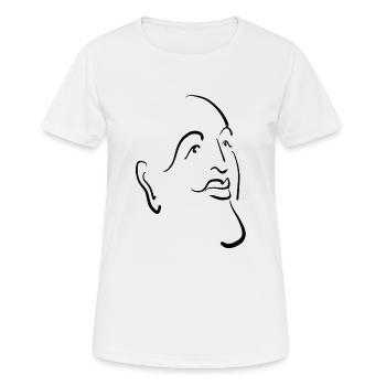 Mit dem Gesicht zum Horizont stilisiert in Tinte - Frauen T-Shirt atmungsaktiv - Weiß - Vorne - AI Model Female 172 dark (172cm)