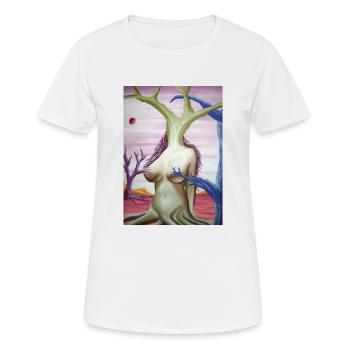 Surrealistische Malerei - Frauen T-Shirt atmungsaktiv - Weiß - Vorne - AI Model Female 172 dark (172cm)