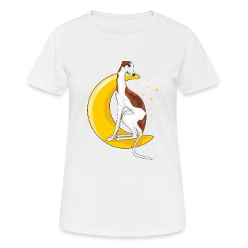 Greyhound resting on the moon - Women's Breathable T-Shirt - white - Front - AI Model Female 172 dark (172cm)