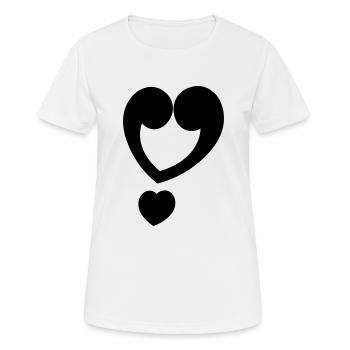 Cœur de point d’exclamation - T-shirt respirant Femme - blanc - Devant - AI Model Female 172 dark (172cm)