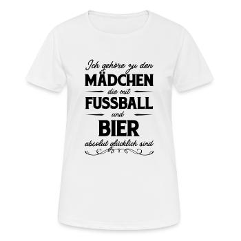 Fussball und Bier absolut glücklich sind - Frauen T-Shirt atmungsaktiv - Weiß - Vorne - AI Model Female 172 dark (172cm)
