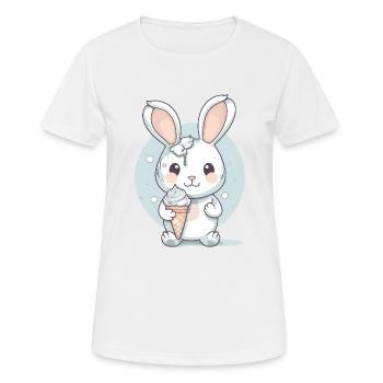 Sommerlicher Genuss: Hase mit Eis - Frauen T-Shirt atmungsaktiv - Weiß - Vorne - AI Model Female 172 dark (172cm)