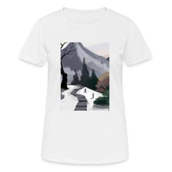 Pfad zu einem Berg - Frauen T-Shirt atmungsaktiv - Weiß - Vorne - AI Model Female 172 dark (172cm)