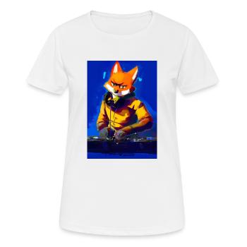 Fox am DJ-Pult - Frauen T-Shirt atmungsaktiv - Weiß - Vorne - AI Model Female 172 dark (172cm)