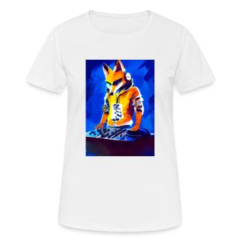 Fox am DJ-Pult - Frauen T-Shirt atmungsaktiv - Weiß - Vorne - AI Model Female 172 dark (172cm)