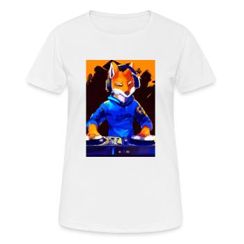 Fox am DJ-Pult - Frauen T-Shirt atmungsaktiv - Weiß - Vorne - AI Model Female 172 dark (172cm)