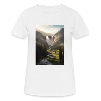 Wasserfall in der Natur - Frauen T-Shirt atmungsaktiv - Weiß - Vorne - AI Model Female 172 dark (172cm)