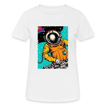 Astronaut DJ im Weltraum - Frauen T-Shirt atmungsaktiv - Weiß - Vorne - AI Model Female 172 dark (172cm)