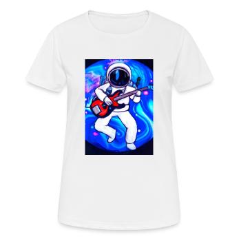 Astronaut spielt Gitarre - Frauen T-Shirt atmungsaktiv - Weiß - Vorne - AI Model Female 172 dark (172cm)