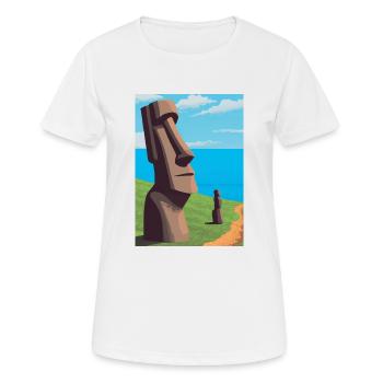 Monumentale Moai-Statuen - Frauen T-Shirt atmungsaktiv - Weiß - Vorne - AI Model Female 172 dark (172cm)