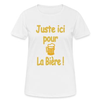 Juste ici pour la bière ! - T-shirt respirant Femme - blanc - Devant - AI Model Female 172 dark (172cm)