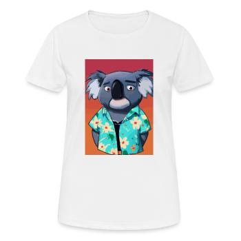 Koala mit Hawaii-Hemd - Frauen T-Shirt atmungsaktiv - Weiß - Vorne - AI Model Female 172 dark (172cm)