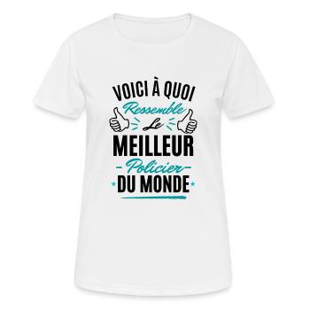 Cadeau au meilleur policier du monde - T-shirt respirant Femme - blanc - Devant - AI Model Female 172 dark (172cm)