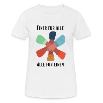 Einer für Alle, Alle für Einen - Frauen T-Shirt atmungsaktiv - Weiß - Vorne - AI Model Female 172 dark (172cm)