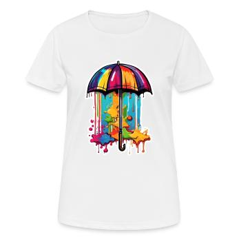 Regenschirm / Wetter / Niederschlag / Regentropfen - Frauen T-Shirt atmungsaktiv - Weiß - Vorne - AI Model Female 172 dark (172cm)