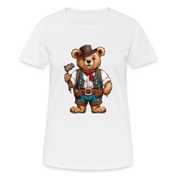 Lederhosen / Animal / Traditional costume / Tradition / Bear - Women's Breathable T-Shirt - white - Front - AI Model Female 172 dark (172cm)