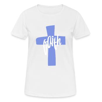 Blue Cross "Faith" Design - Women's Breathable T-Shirt - white - Front - AI Model Female 172 dark (172cm)