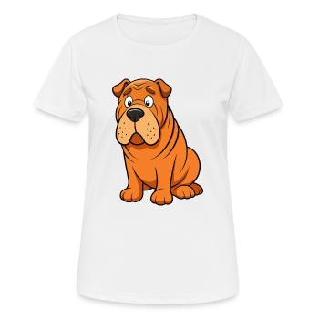 Inquiet Shar Pei ride sourcil oeuvre - T-shirt respirant Femme - blanc - Devant - AI Model Female 172 dark (172cm)