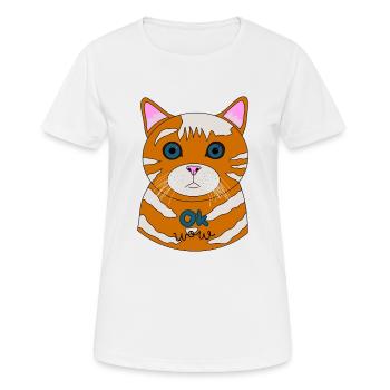 Chat étonné Ok Wow - T-shirt respirant Femme - blanc - Devant - AI Model Female 172 dark (172cm)