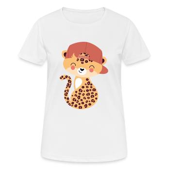 Léopard avec capy - T-shirt respirant Femme - blanc - Devant - AI Model Female 172 dark (172cm)