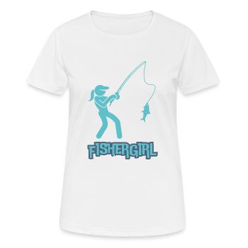 Fishergirl - Frauen, die fischen - Frauen T-Shirt atmungsaktiv - Weiß - Vorne - AI Model Female 172 dark (172cm)