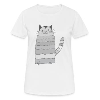 katze geringelt graustufen - Frauen T-Shirt atmungsaktiv - Weiß - Vorne - AI Model Female 172 dark (172cm)