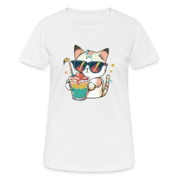 Die lässige Katze - Frauen T-Shirt atmungsaktiv - Weiß - Vorne - AI Model Female 172 dark (172cm)