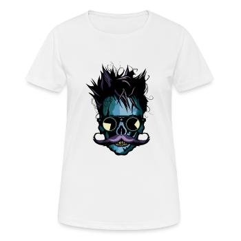 Totenkopf-Totenkopf-Totenkopf-Schnurrbart - Frauen T-Shirt atmungsaktiv - Weiß - Vorne - AI Model Female 172 dark (172cm)