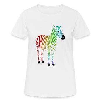 Zebra with colorful rainbow stripes - Women's Breathable T-Shirt - white - Front - AI Model Female 172 dark (172cm)