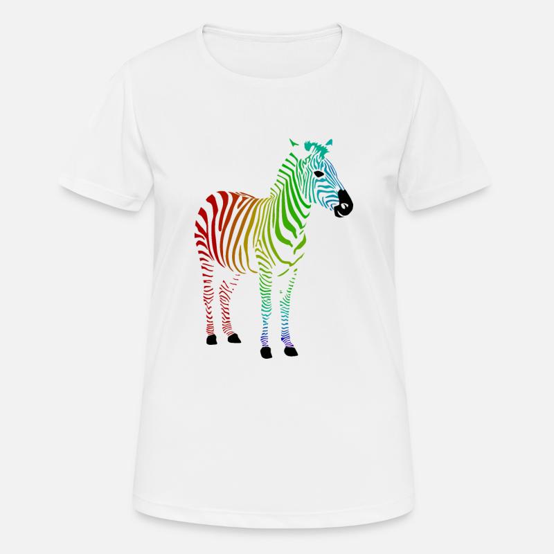 Zebra with colorful rainbow stripes - Women's Breathable T-Shirt - white
