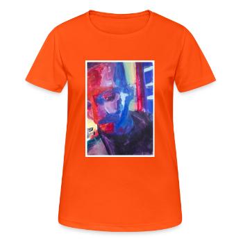 Original Art Print "LSD" - Women's Breathable T-Shirt - neon orange - Front - AI Model Female 172 dark (172cm)
