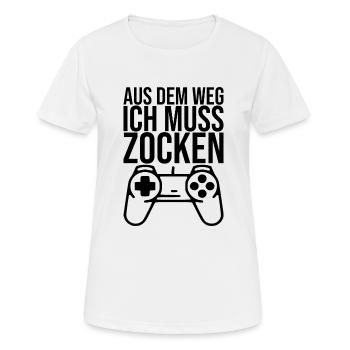 Aus dem Weg ich muss zocken - Frauen T-Shirt atmungsaktiv - Weiß - Vorne - AI Model Female 172 dark (172cm)