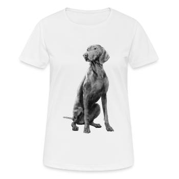 Sitzender Weimaraner Hund - Frauen T-Shirt atmungsaktiv - Weiß - Vorne - AI Model Female 172 dark (172cm)