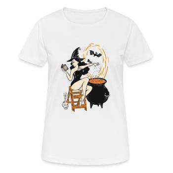 Halloween Witch Pin Up Vintage Retro - Women's Breathable T-Shirt - white - Front - AI Model Female 172 dark (172cm)
