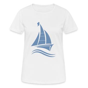 Permis de voile voilier - T-shirt respirant Femme - blanc - Devant - AI Model Female 172 dark (172cm)