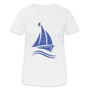 Permis de voile voilier - T-shirt respirant Femme - blanc - Devant - AI Model Female 172 dark (172cm)