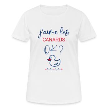 J'aime les canards Ok 7.png - T-shirt respirant Femme - blanc - Devant - AI Model Female 172 dark (172cm)