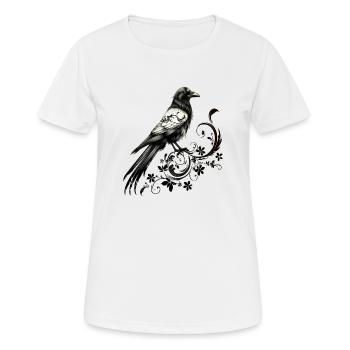 Krähe, Tribal, Rabe Vogel, Nordisch, Floral, Wicca - Frauen T-Shirt atmungsaktiv - Weiß - Vorne - AI Model Female 172 dark (172cm)