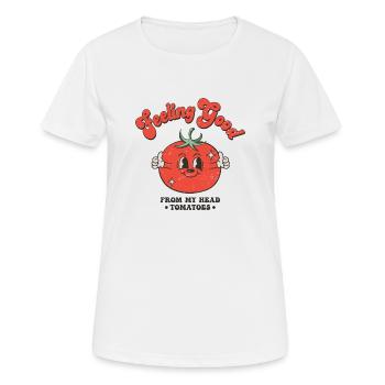 Tomate et bonne humeur - T-shirt respirant Femme - blanc - Devant - AI Model Female 172 dark (172cm)