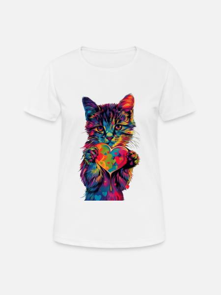 Katze - Frauen T-Shirt atmungsaktiv - Weiß