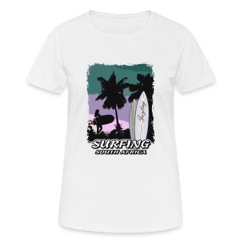 South Africa - Beach - Surfing - Surfer - Frauen T-Shirt atmungsaktiv - Weiß - Vorne - AI Model Female 172 dark (172cm)