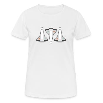 Drei Space Shuttles - Frauen T-Shirt atmungsaktiv - Weiß - Vorne - AI Model Female 172 dark (172cm)