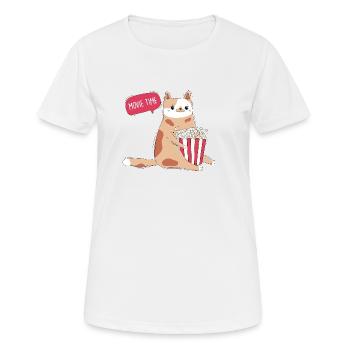 Chat et maïs soufflé - T-shirt respirant Femme - blanc - Devant - AI Model Female 172 dark (172cm)