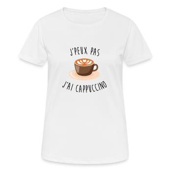 J'peux pas j'ai cappuccino - T-shirt respirant Femme - blanc - Devant - AI Model Female 172 dark (172cm)