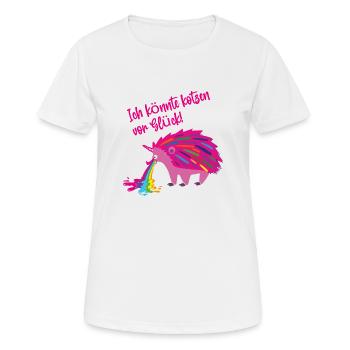 kotzen vor glück,igel,regenbogen,kotzen,glück - Frauen T-Shirt atmungsaktiv - Weiß - Vorne - AI Model Female 172 dark (172cm)