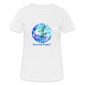 erde,blauer planet,planet,save our planet - Frauen T-Shirt atmungsaktiv - Weiß - Vorne - AI Model Female 172 dark (172cm)